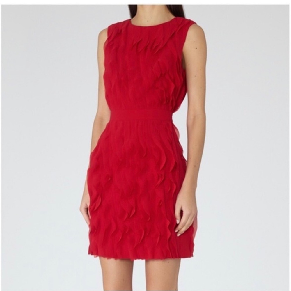 Reiss Red Textured Mini Dress